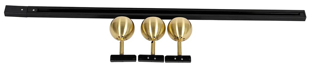 Modern sínrendszer 3 spotlámpával, arany színben, 1 fázisú - Iconic Gissi