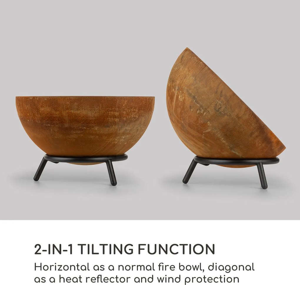 Blumfeldt Fireball Rust, tűzrakóhely, Ø 60 cm, kidönthető rostély, rozsdás megjelenés