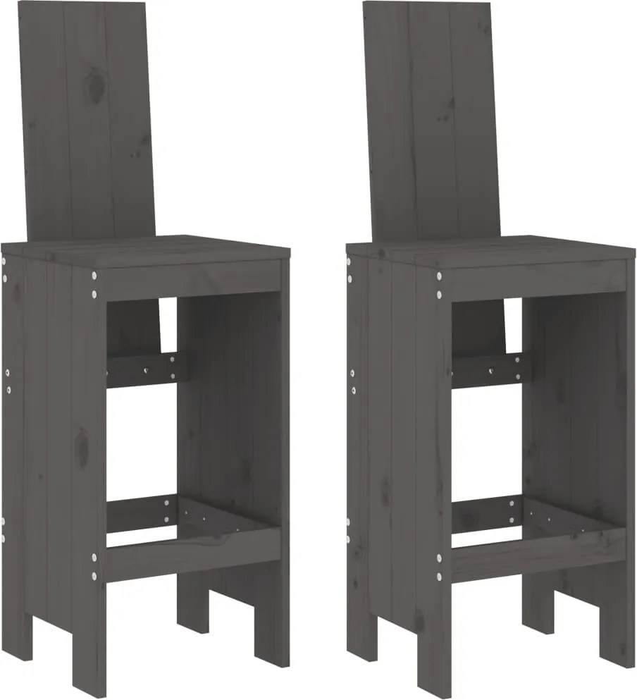 vidaXL 2 db szürke tömör fenyőfa bárszék 40x42x120 cm