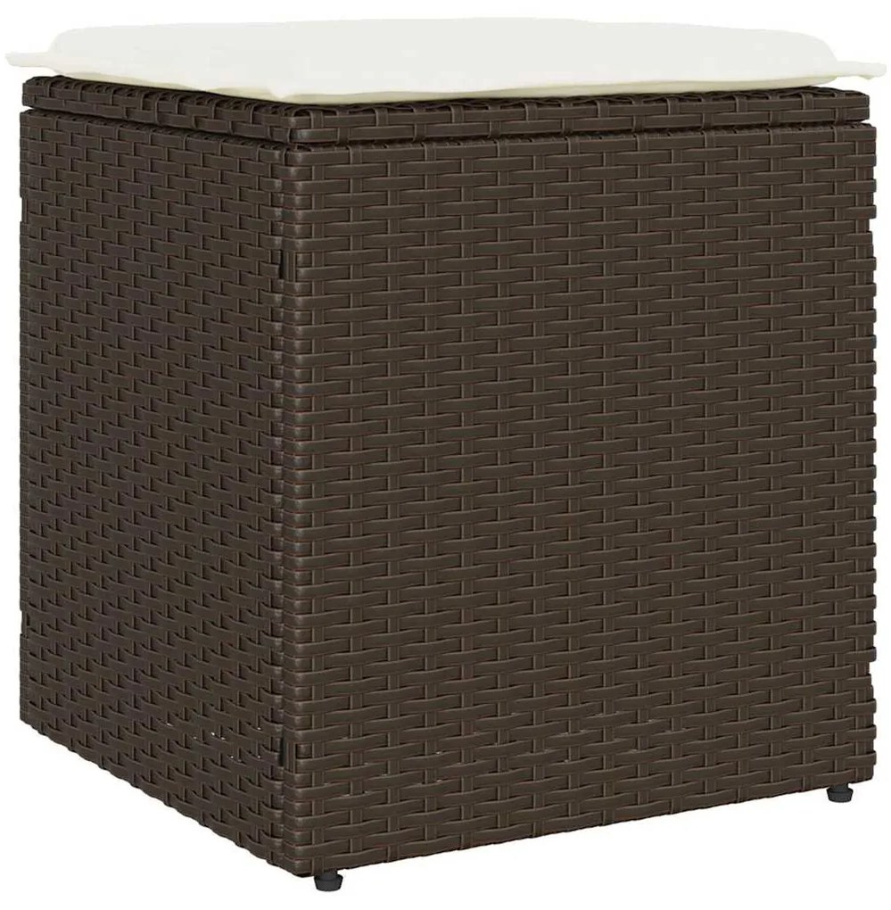 2 db barna polyrattan kerti szék párnával 40x40x43 cm