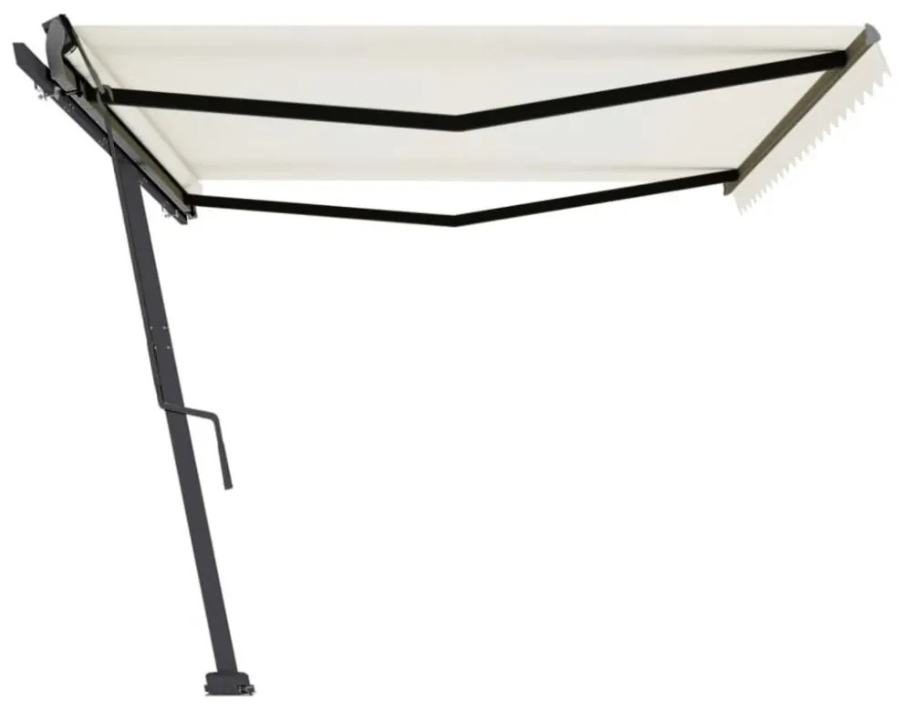 krémszínű kézzel kihúzható póznás napellenző 500 x 350 cm
