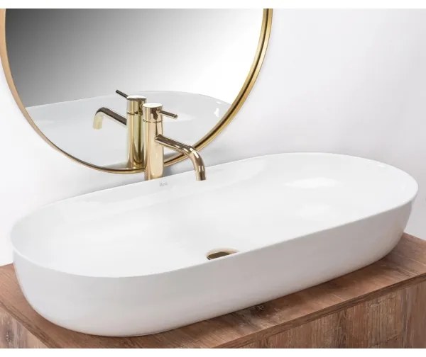 REA-U0563 - Ráültethető mosdó CLEO 41x81 cm kerámia/fényes fehér