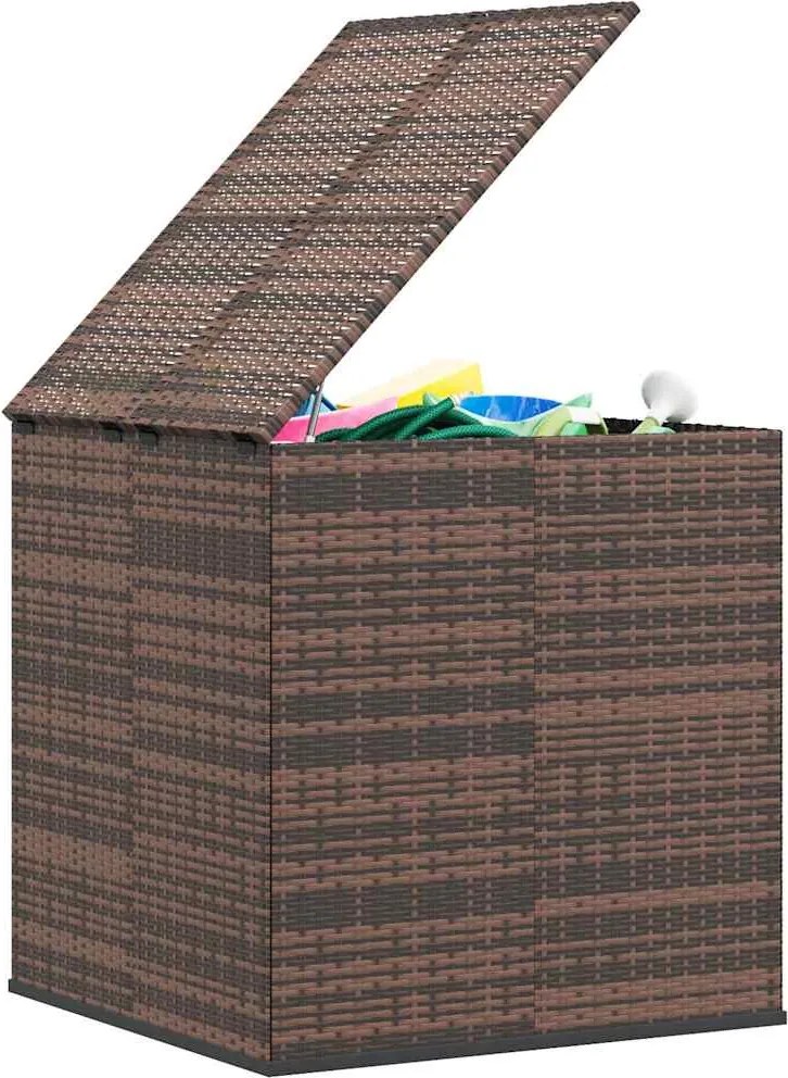 Barna Polyrattan Kerti Párnatartó Doboz 100 X 97,5 X 104 Cm