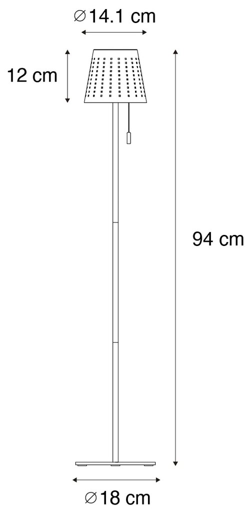 Kültéri állólámpa zöld LED-del 3 fokozatban szabályozható napenergiával - Ferre
