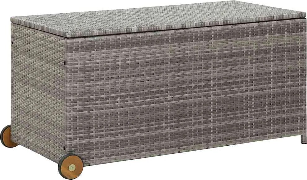 vidaXL világosszürke polyrattan kerti tárolóláda 120 x 65 x 61 cm