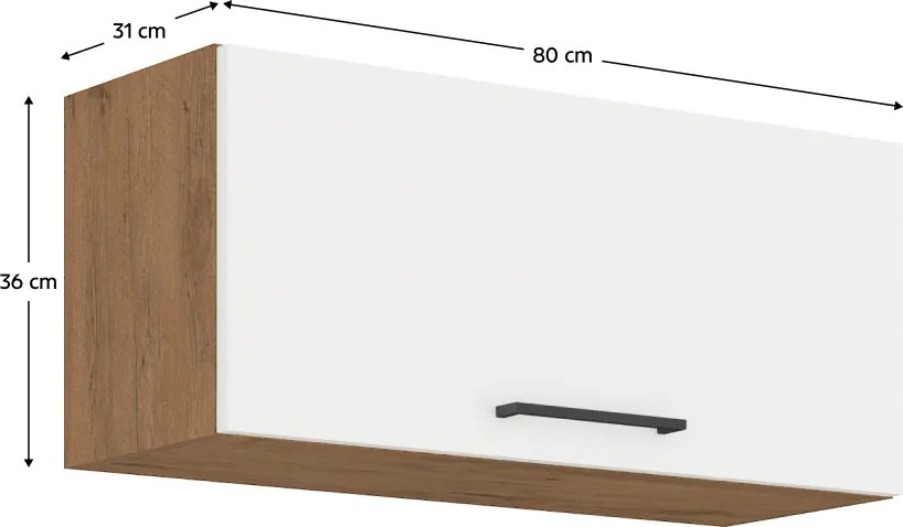 Felső szekrény, lancelot tölgy/ fehér extra magas fényű HG , VEGA 80 GU-36 1F