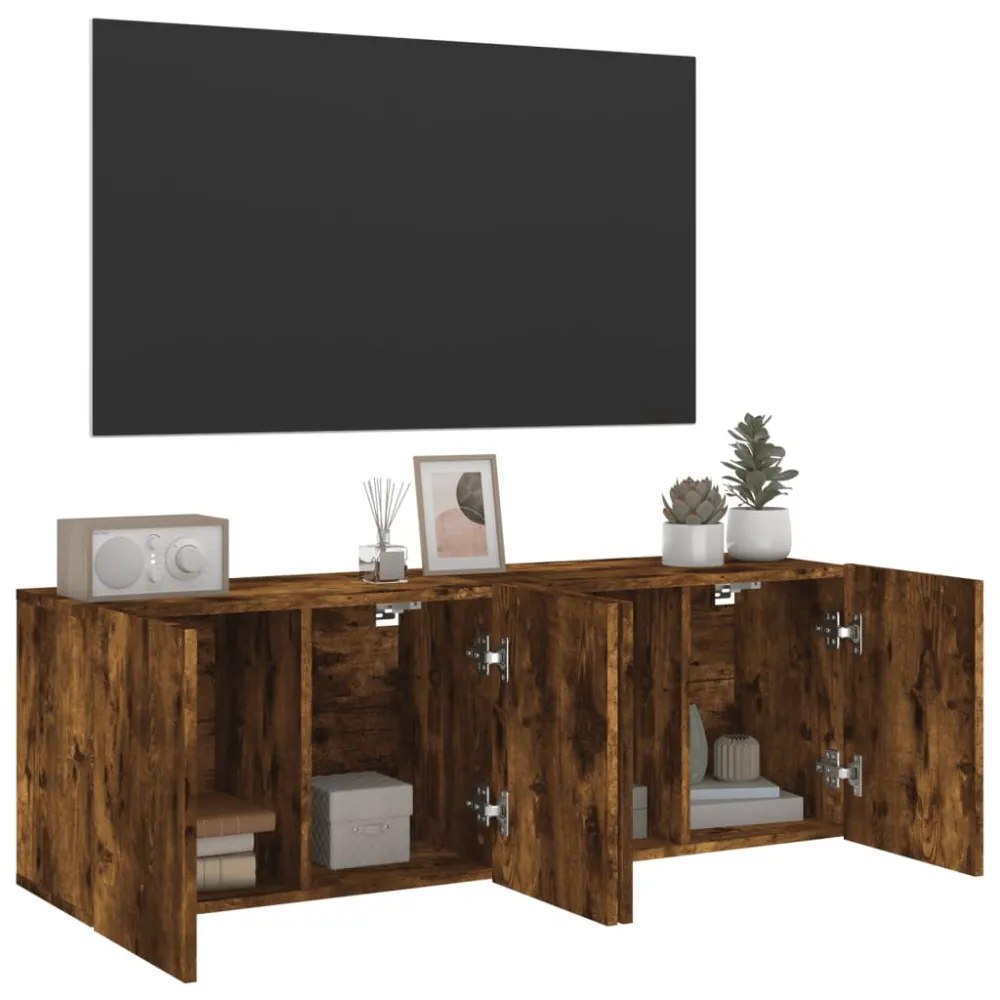 2 db füstös tölgy színű fali TV-szekrény 60 x 30 x 41 cm