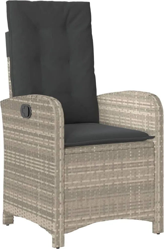 vidaXL világosszürke polyrattan dönthető kerti szék párnával