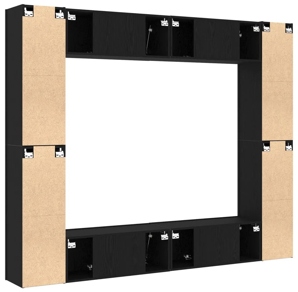 TV szekrény 8 pcs Fekete 221 x 30 x 180 cm Faanyag