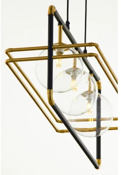 Jupiter 2030 - Csillár zsinóron FIORI 3xG9/10W/230V fekete/arany/átlátszó