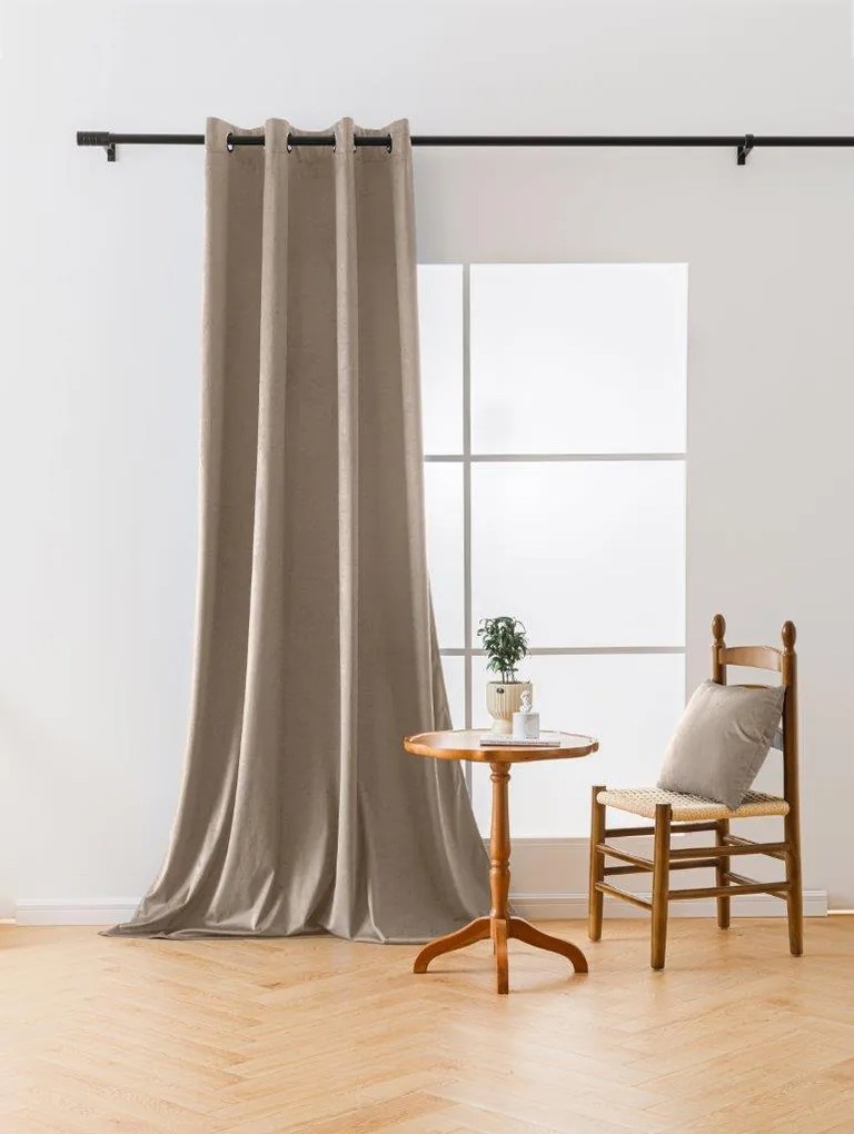 Bézs sötétítő függöny VELVET 140x270 cm Felfüggesztés: Hullámos sínszalag