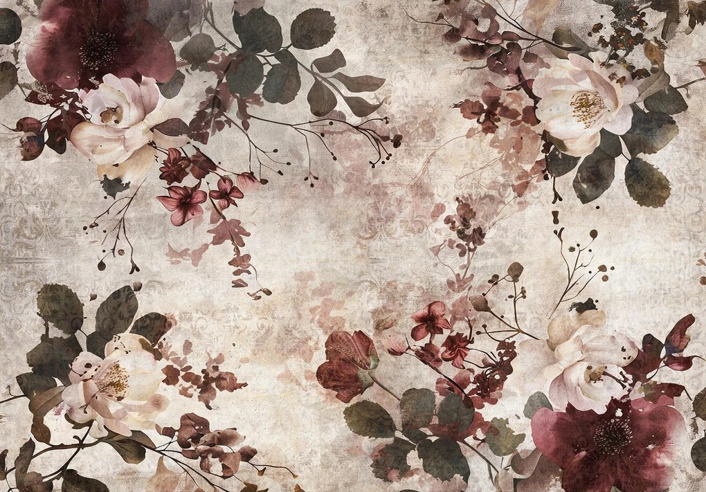 Fotótapéta gallyak levelek virágok dörzsölt beton ragasztó ingyen