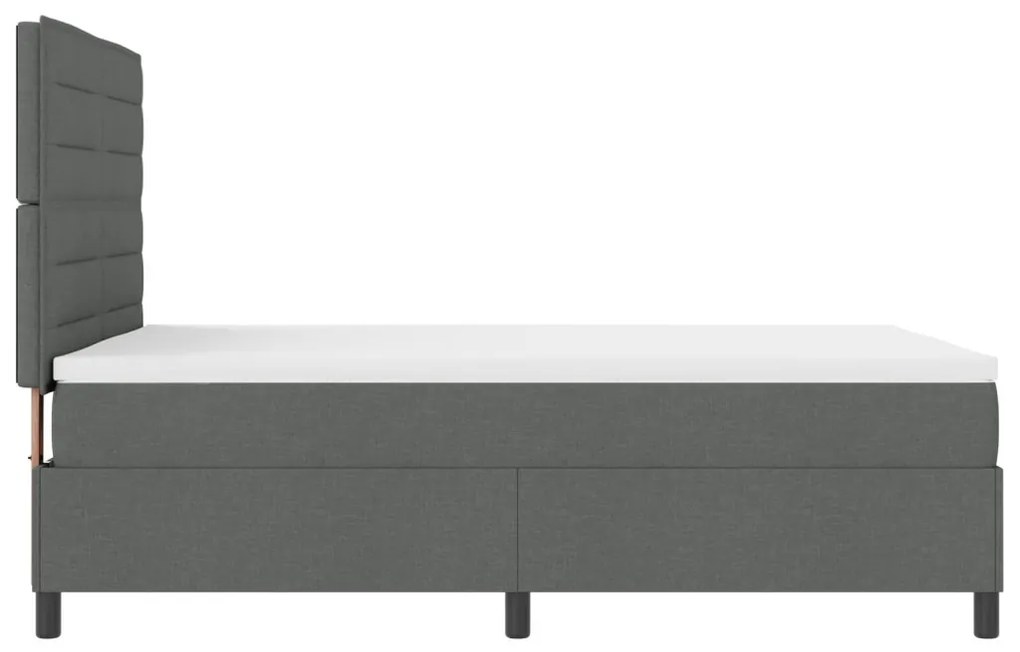 vidaXL rugós ágy matraccal és LED világítással, sötétszürke, 140 x 200 cm, szövet