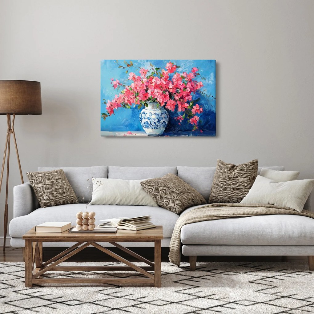 Kép - Váza rózsaszín virágokkal (90x60 cm)