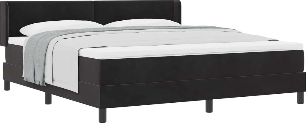 vidaXL Boxrugós ágy matracmal Fekete 200 x 180 cm Poliészter