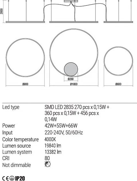 Függeszték Fehér ORBIT REDO 01-1924-TRIAC