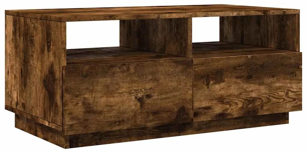 Füstös tölgy színű dohányzóasztal LED-lámpákkal 90x49x40 cm