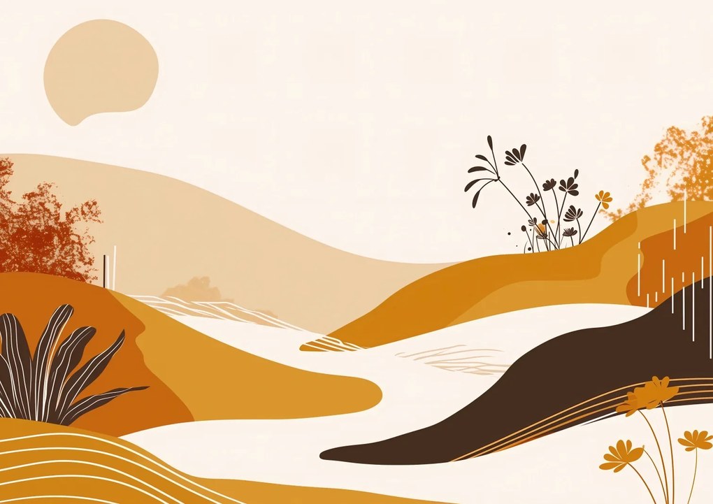 Poszter 84,1x59,4cm Tájkép arany árnyalatokban