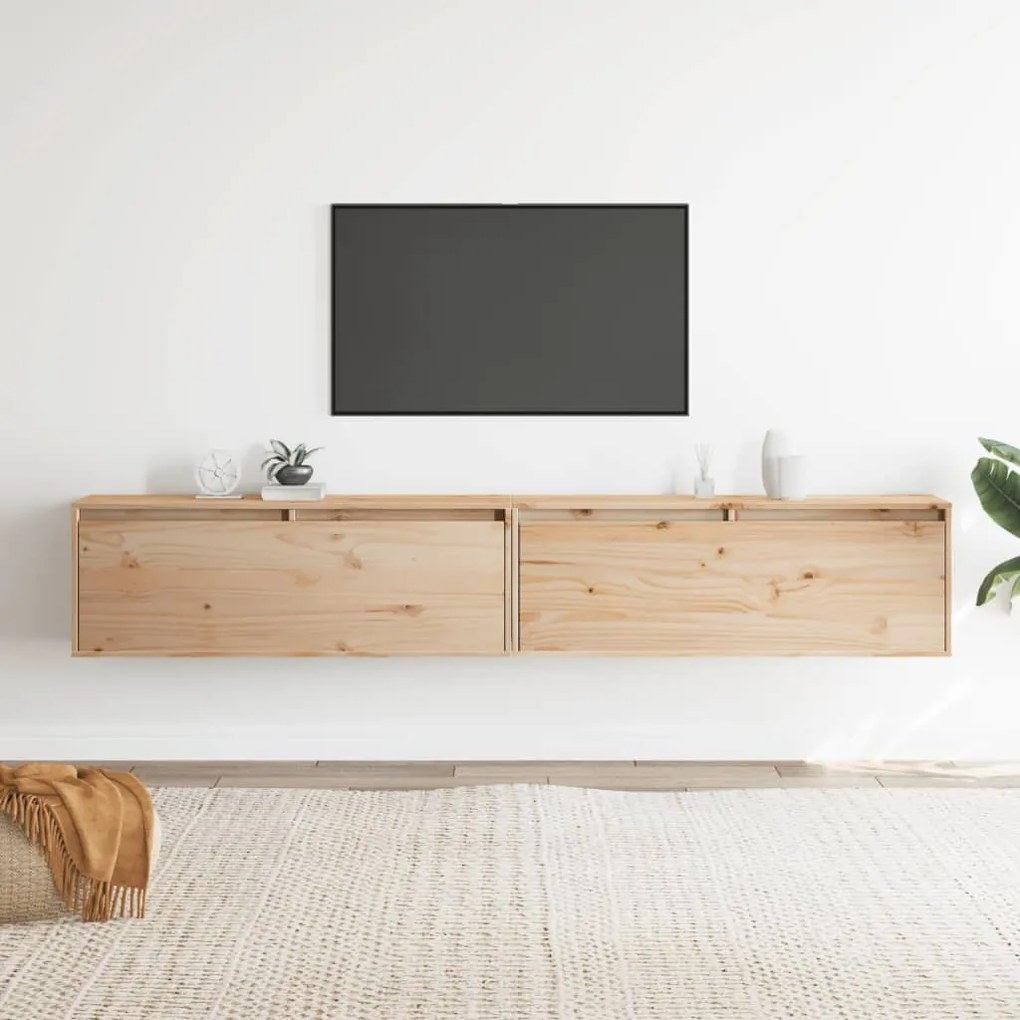 2 darab tömör fenyőfa faliszekrény 100 x 30 x 35 cm