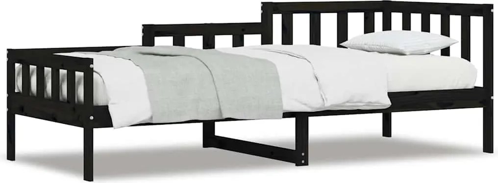 vidaXL fekete tömör fenyőfa kanapéágy 80 x 200 cm