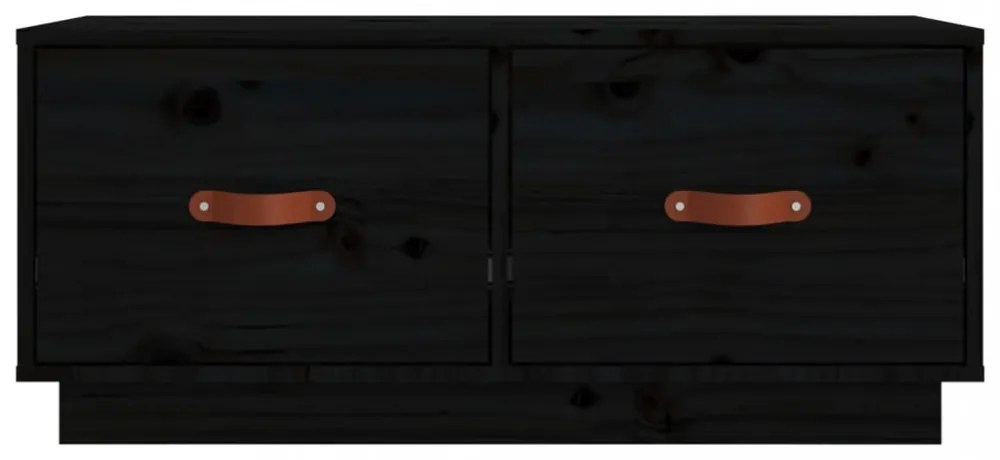 fekete tömör fenyőfa TV-szekrény 80 x 34 x 35 cm