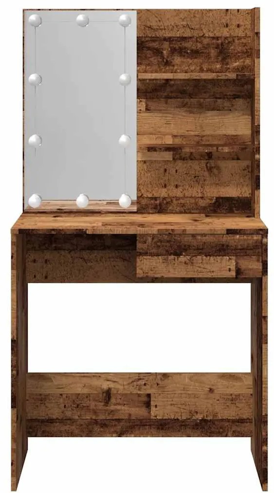 antik fa fésülködőasztal LED-del 74,5 x 40 x 141 cm