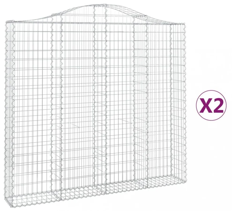 2 db íves horganyzott vas gabion kosár 200x30x180/200 cm