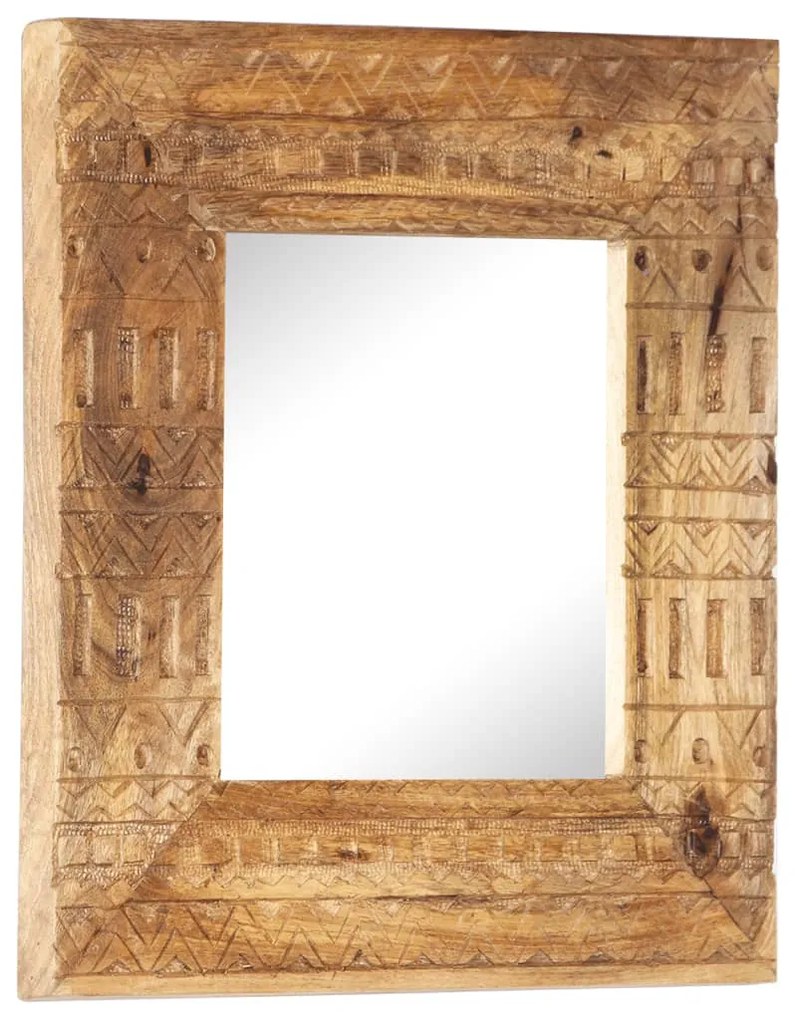 kézzel faragott tömör mangófa tükör 50 x 50 x 2,5 cm
