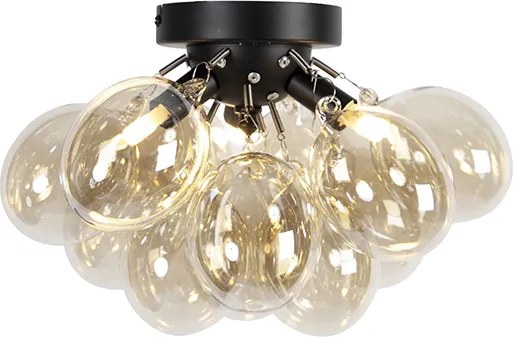 Okos mennyezeti lámpa fekete borostyánszínű üveggel, 3 égős, Zigbee G9-el - Uvas
