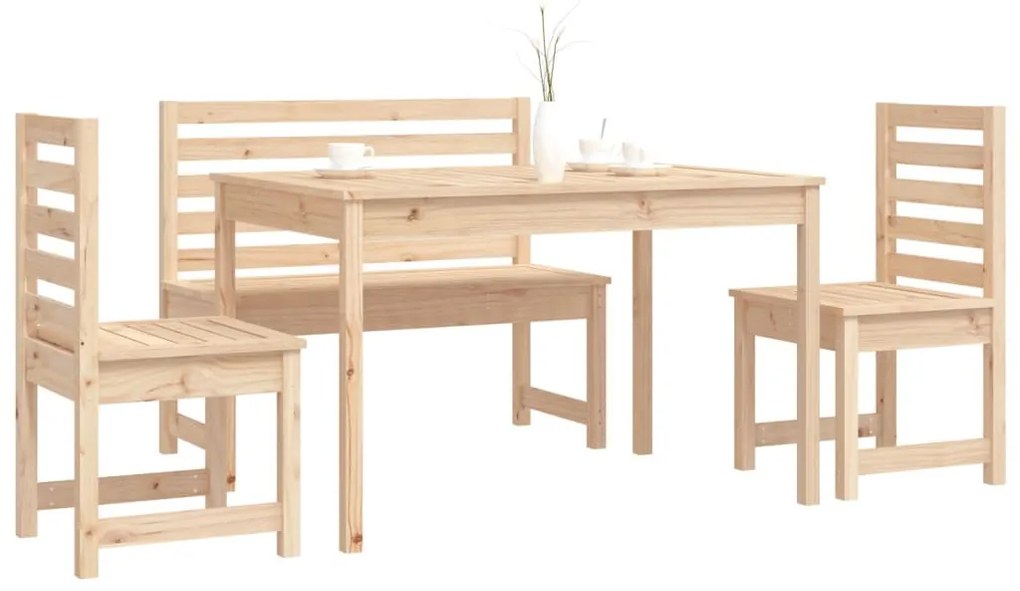 4 részes tömör fenyőfa kerti étkezőgarnitúra