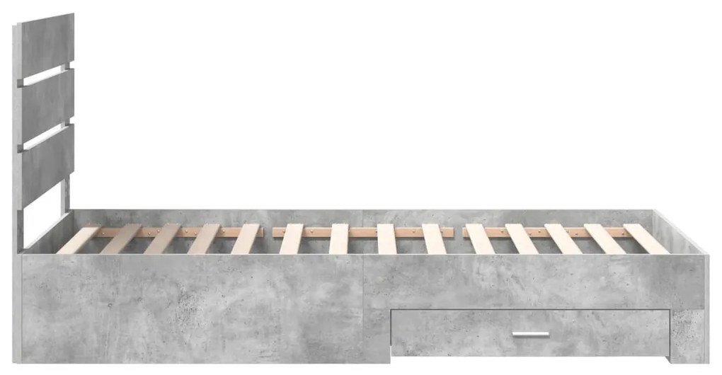 vidaXL Ágykeret fiókkal fejtámlával Beton Szürke 100 x 200 cm Faanyag