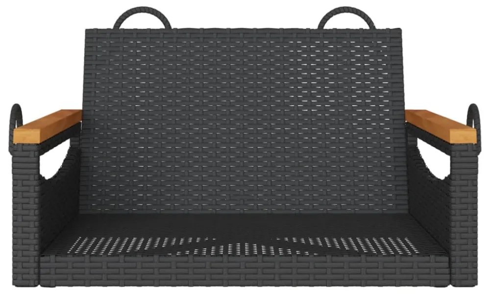 fekete polyrattan hintapad 63 x 62 x 40 cm