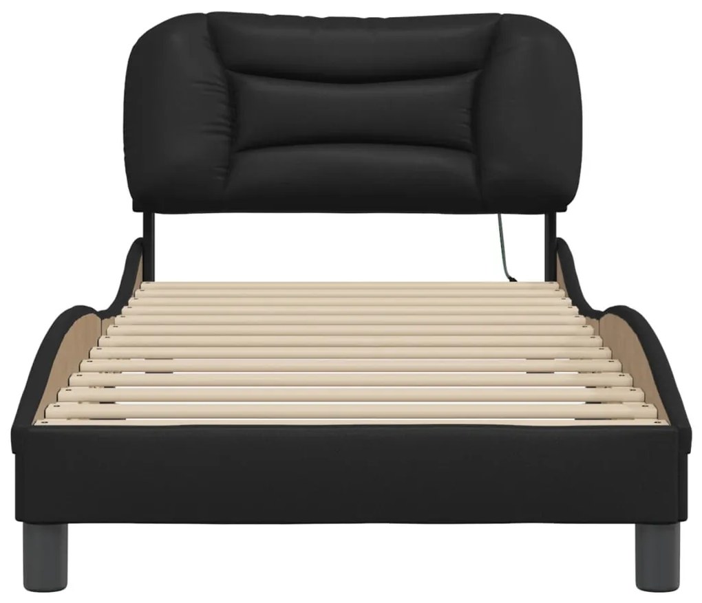 fekete ágykeret LED-ekkel matrac nélkül Hvar 80 x 200 cm