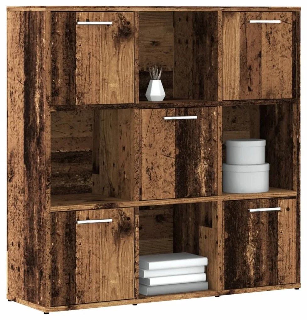 antik fa színű szerelt fa könyvespolc 90 x 28 x 90 cm