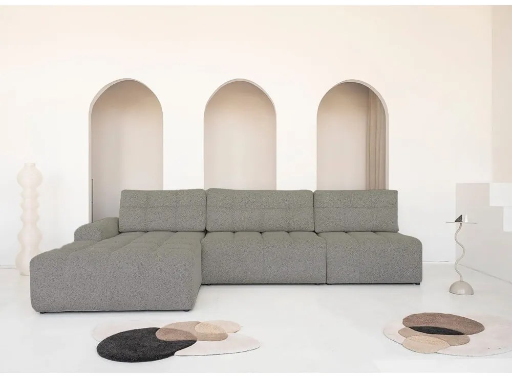 Világosbarna kinyitható tárolóhelyes moduláris sarokkanapé (bal oldali) Lulu – Miuform