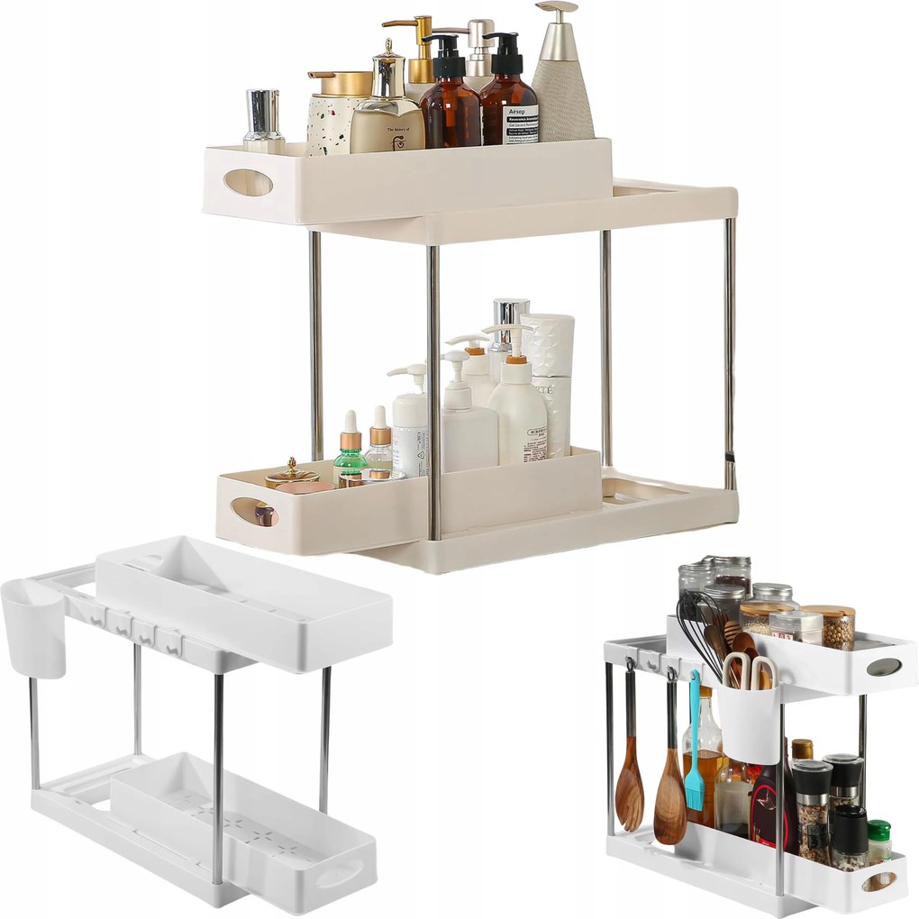 Mosdó Alatti Rendszerező Konyhaszekrényhez Fürdőszoba Vízszintes Fehér