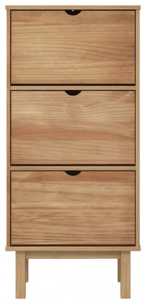 OTTA barna tömör fenyőfa cipőszekrény 3 fiókkal