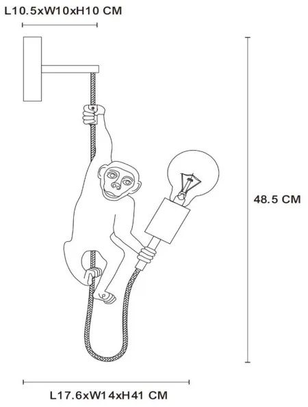 Lucide 10202/01/30 - Fali lámpa EXTRAVAGANZA CHIMP 1xE27/60W/230V