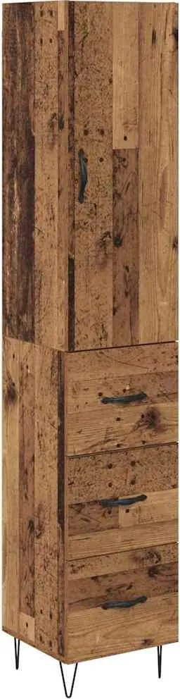 vidaXL Magasfiú fiókkal Öreg fa 34,5 x 34 x 90 cm Faanyag