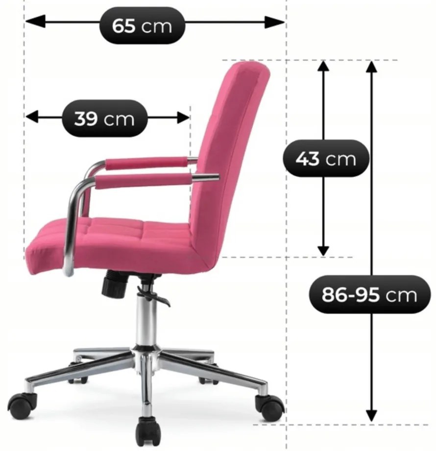 Fotel Obrotowy ASTRO Młodzieżowy Różowy Ekoskóra