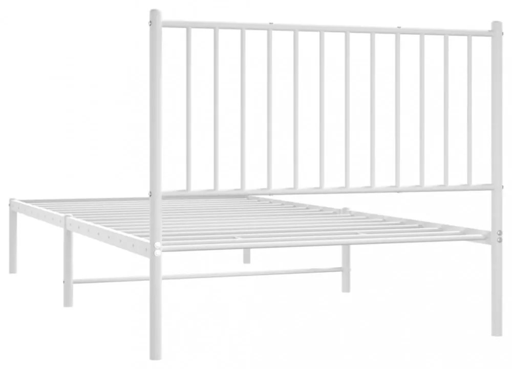 fehér fém ágykeret fejtámlával 100x200 cm