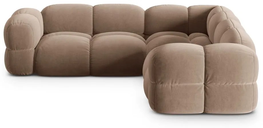 Barna bársony sarokkanapé Loretto – Cosmopolitan Design