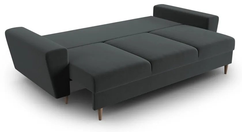 Sötétszürke bársony kinyitható tárolóhelyes kanapé 235 cm Kyoto – Cosmopolitan Design