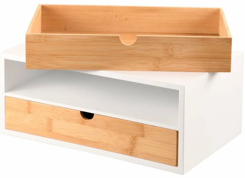 Kesper 58955 Szervező 2 rekesszel, bambusz, 33 x21 x 13,5 cm, 33 x 21 x 13,5 cm