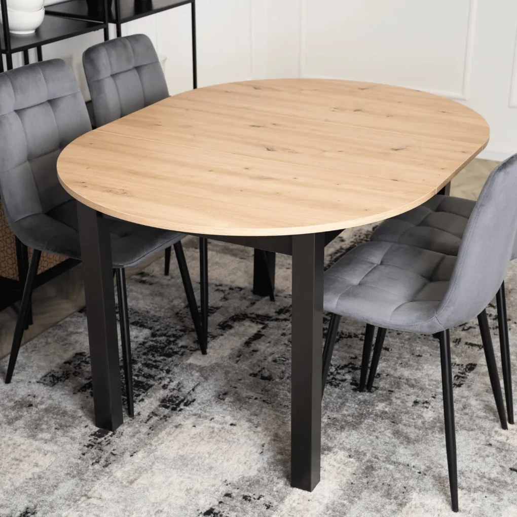 Bővíthető étkezőasztal 102–142 cm Riviera tölgy / fekete színkombinációban – HARRY