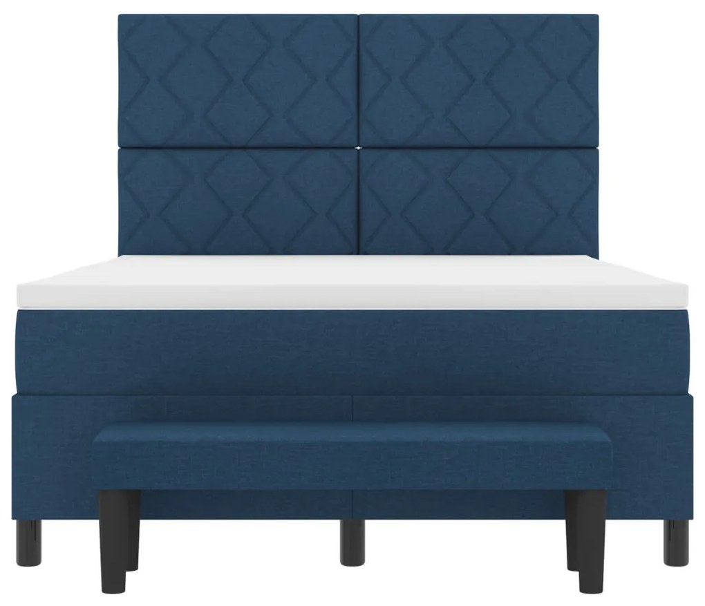 Box Spring Ágy Matraccal és Padnak Kék 140x190 cm Szövet