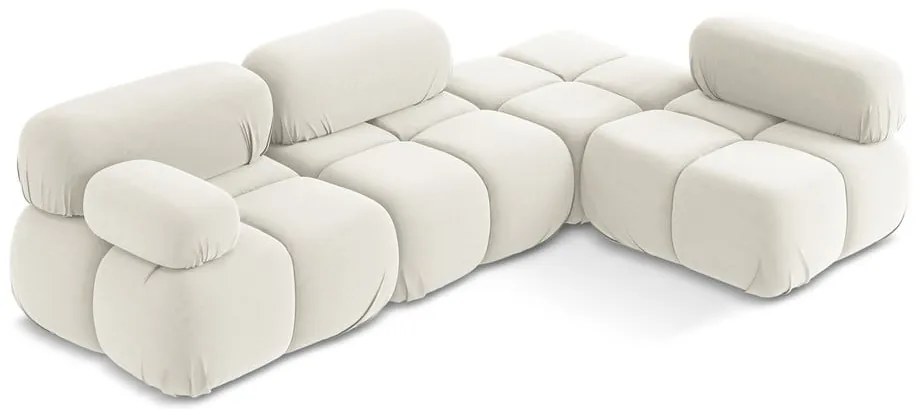 Fehér bársony moduláris sarokkanapé (jobb oldali) Lokua – Makamii