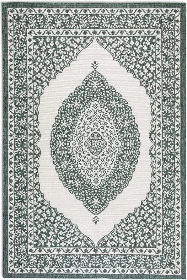 Teraszszőnyeg 120x170,zöld krémszínű kétoldalas,lapos szövésű zsinóros