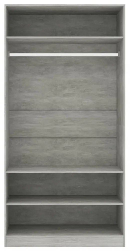 betonszürke szerelt fa ruhásszekrény 100 x 50 x 200 cm