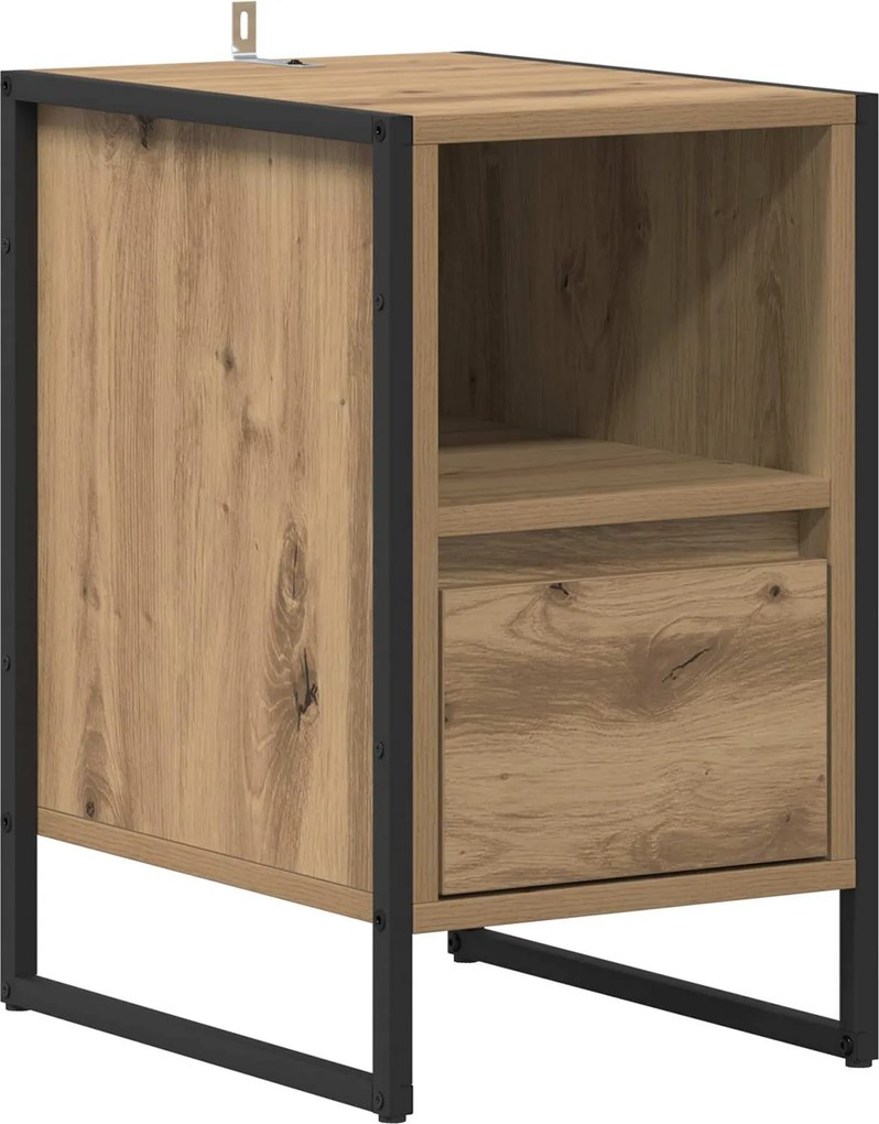 vidaXL Éjjeli asztal fiókkal Művészi tölgy 39,5 x 30 x 50 cm Faanyag